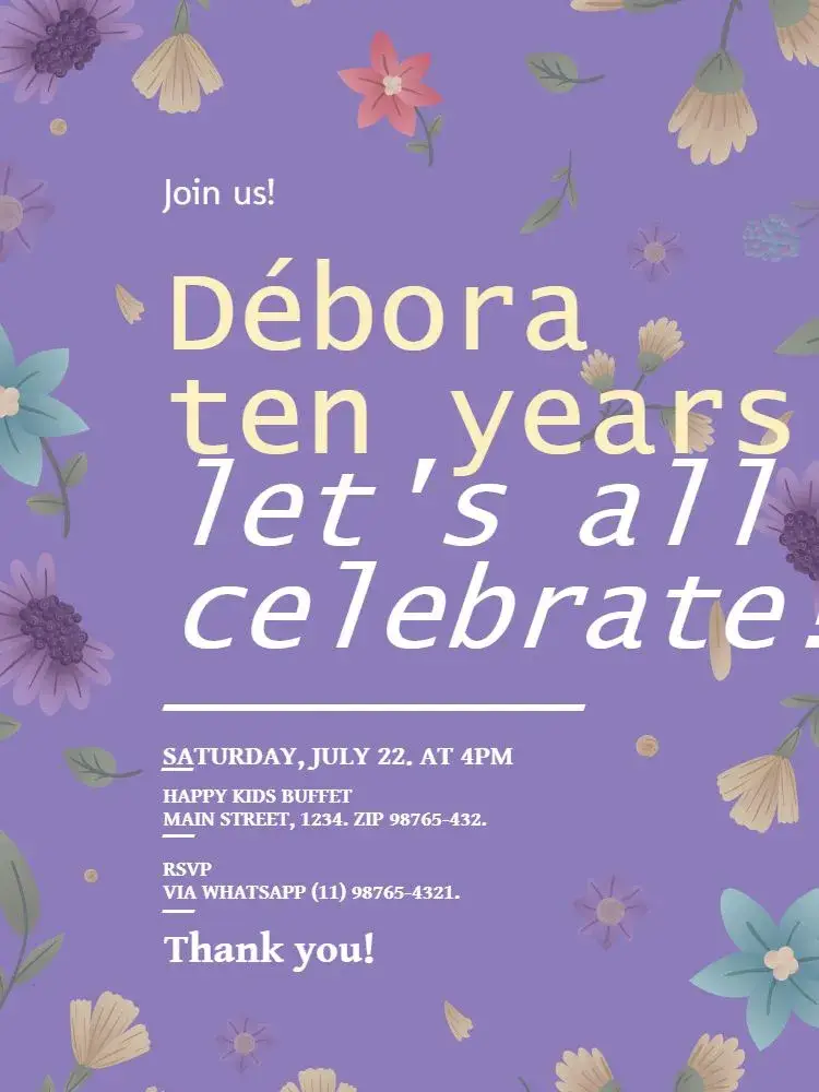 Female Dark Purple Floral invitation