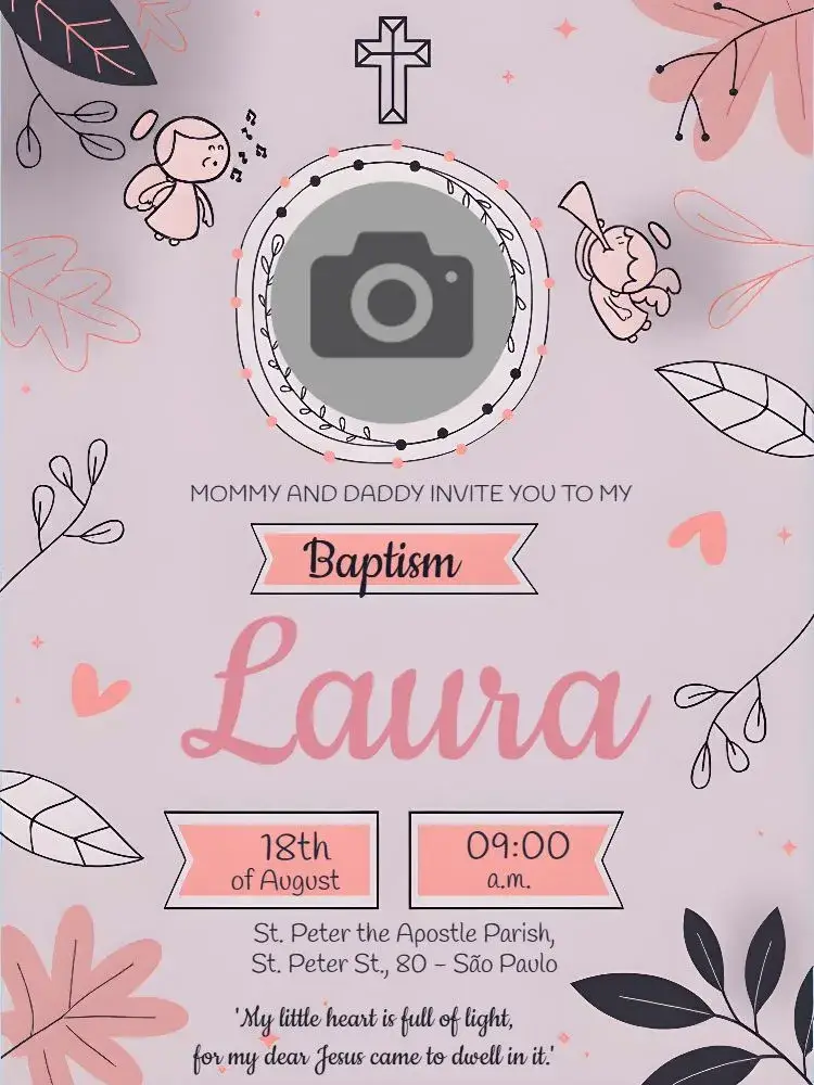 Baptism With Girl Photo invitation