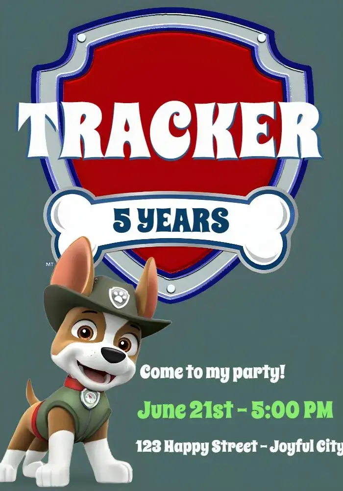 Invitation Paw Patrol – Kids' Birthday Party theme colorful, childish, themed, fun-filled, lively, contemporary
