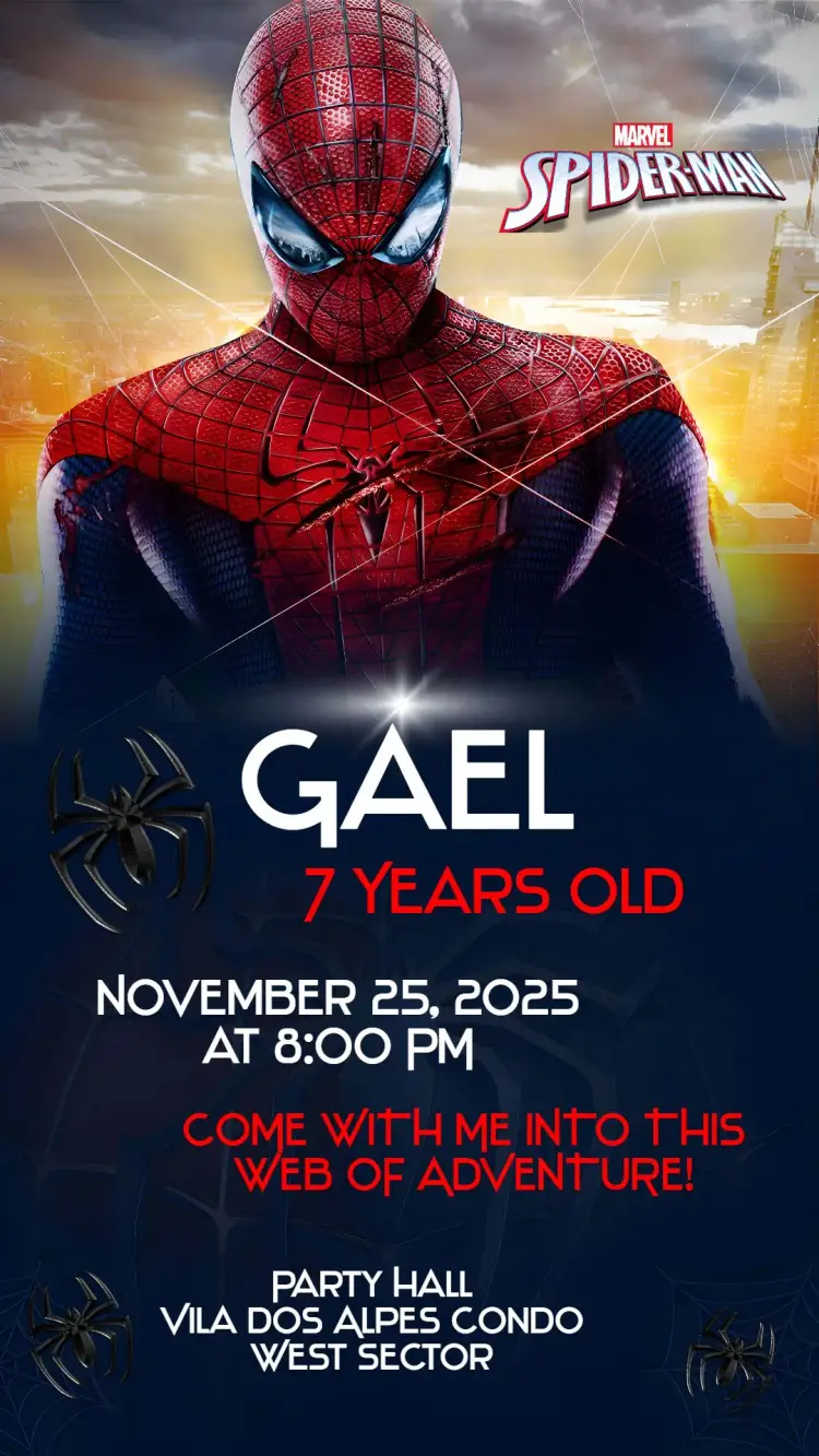Invite Spider-Man editable and customizable