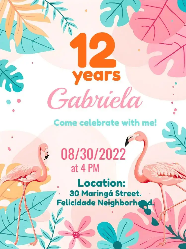 Invitation Tropical Pink – Birthday theme tropical, colorful, floral, summer, delicate