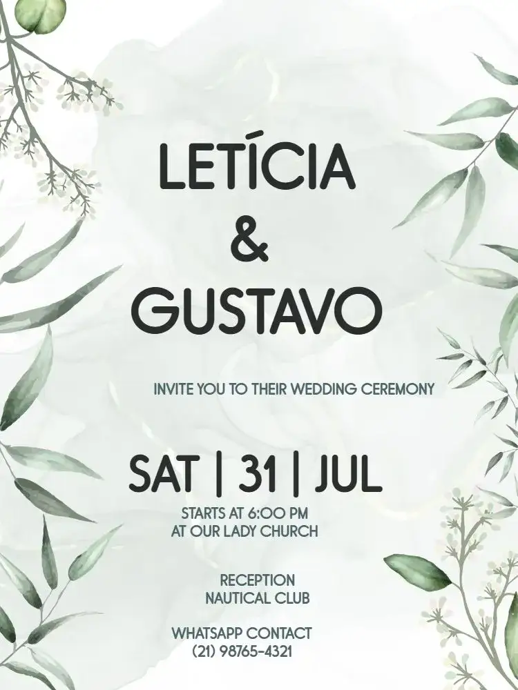 Invitation Botanical Wedding / Elegant Foliage Ceremony – Wedding theme botanical, elegant, delicate, green, white, rustic