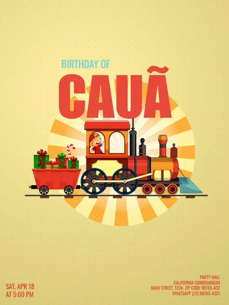 Infant Male Yellow Train Celebration invitation