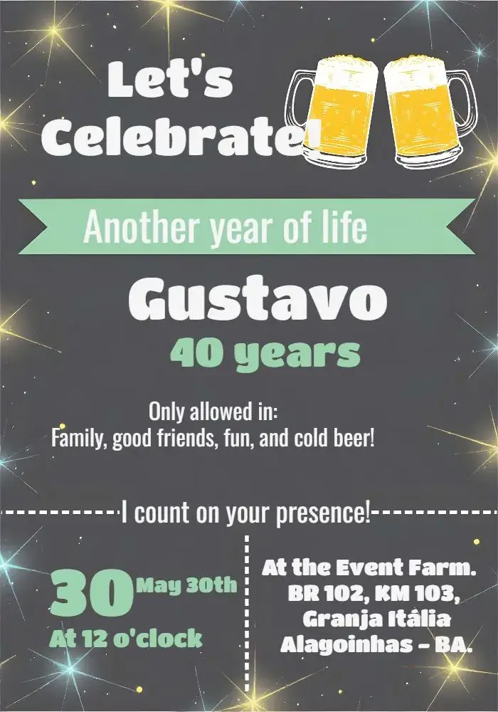 Invite Adult Pub editable and customizable