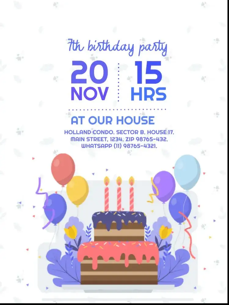 Invitation 7 Years Flag – Sweet 15 theme colorful, playful, fun, childlike, modern