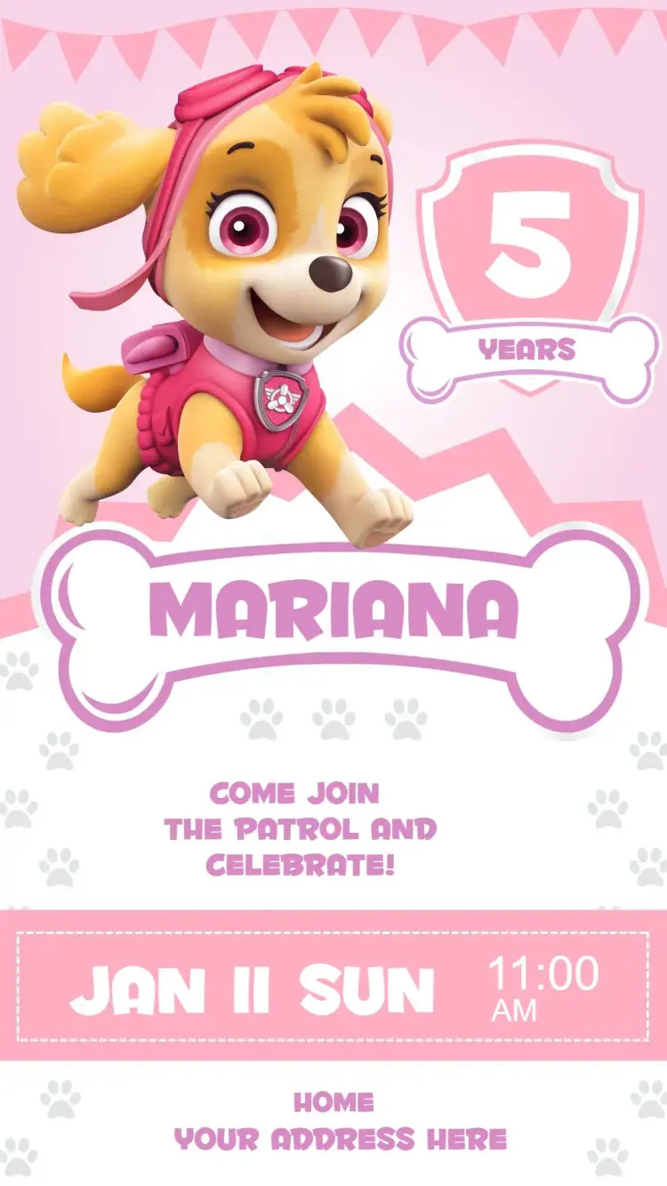 Patrol Paw Skye invitation