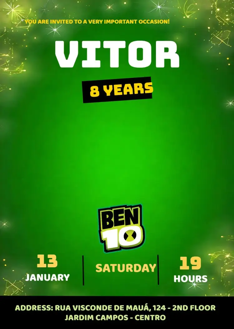 Invitation Ben 10 Colorful – Kids' Birthday Party theme colorful, themed, fun, youthful, modern
