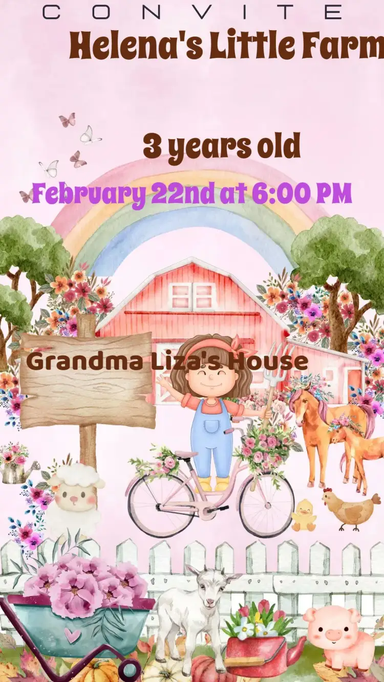 Invitation Farm – Kids' Birthday Party theme rural, colorful, playful, fun-filled, childlike, nature-themed