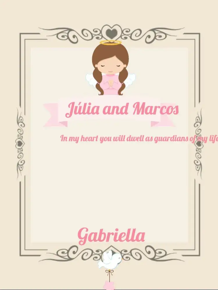 Invitation Godparents Baptism Girl Little Angel Godfather Baptism – Baptism theme angels, pastel colors, delicate style, childish graphics, modern, minimalist