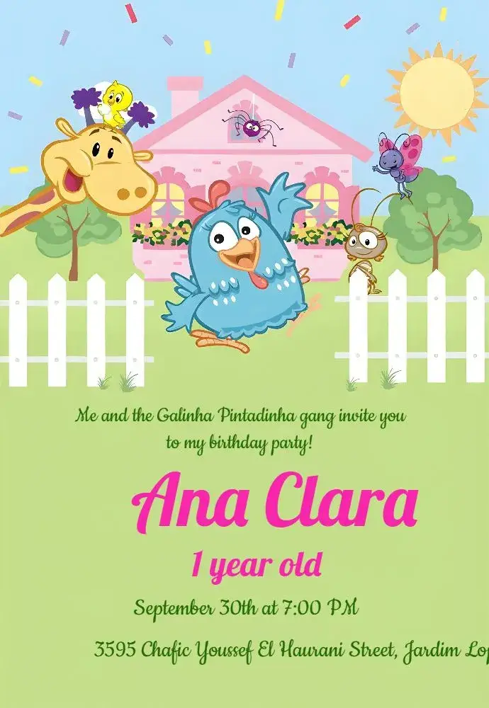 Little Girl Lottie Hen invitation
