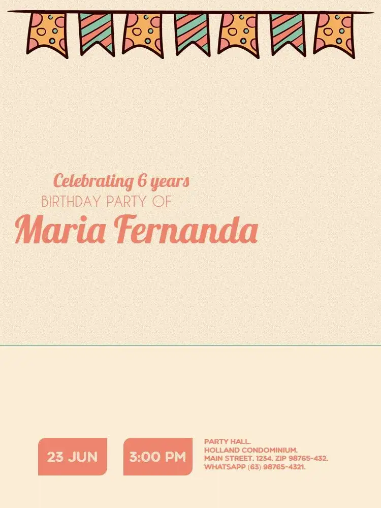 Invitation Light Beige – Kids' Birthday Party theme playful, colorful, childlike, soft, modern, fun