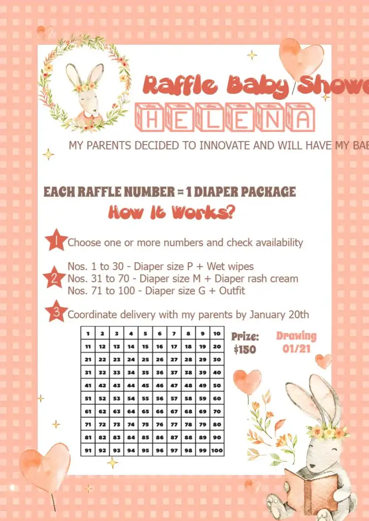 Invitation Tea Raffle Watercolor Bunny Tea – Raffle Tea theme watercolor, garden, soft colors, little animals, festive, colorful