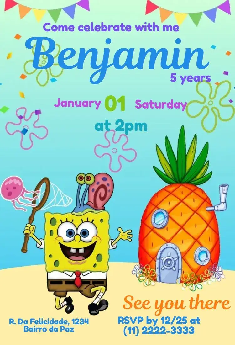 Bob Esponja SquarePants invitation