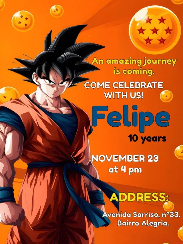 Invitation Dragon Ball Z Goku Sphere – Most searched for theme anime, colorful, thematic, youthful, funny
