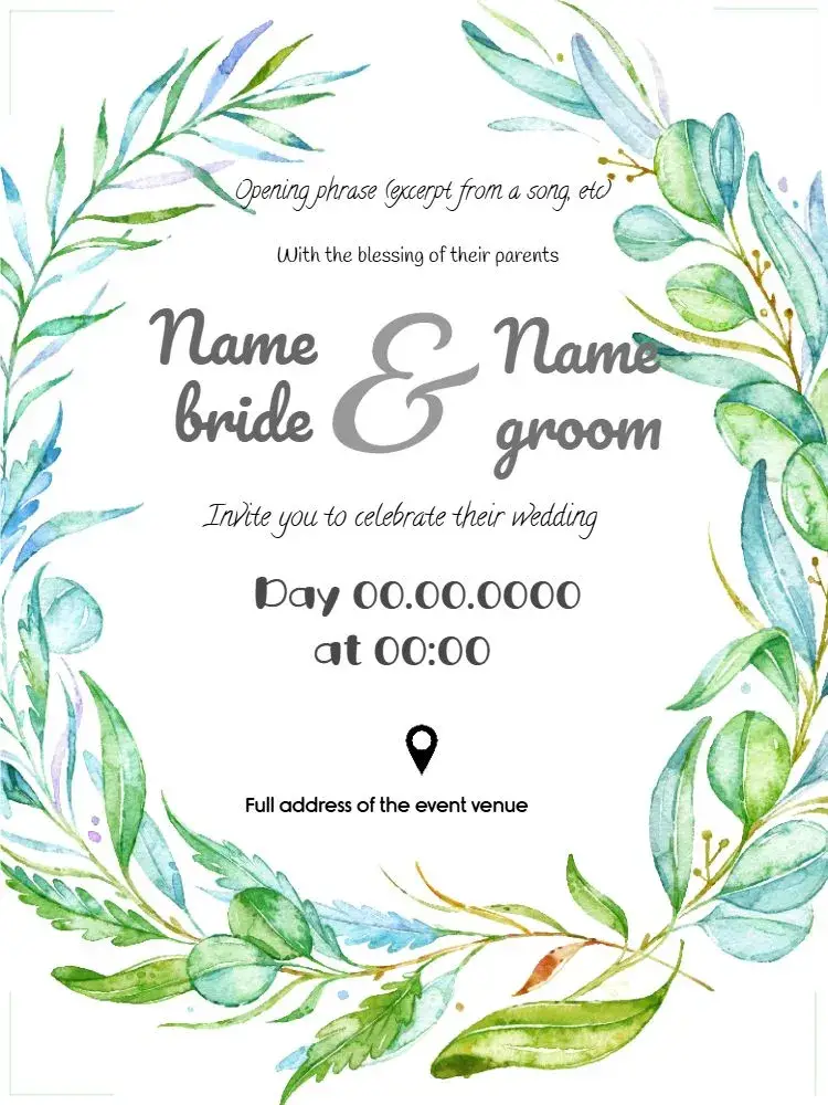Floral Leaves Wedding invitation