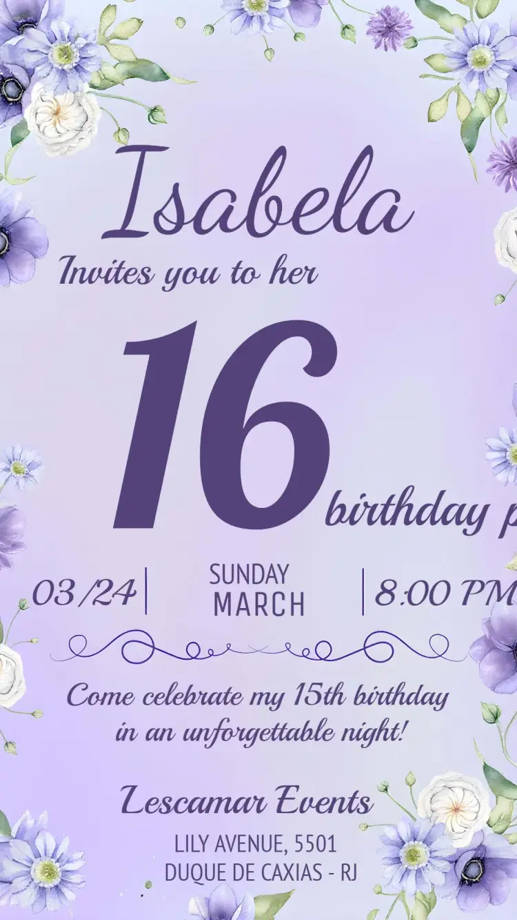 Invite 15th Floral Anniversary editable and customizable