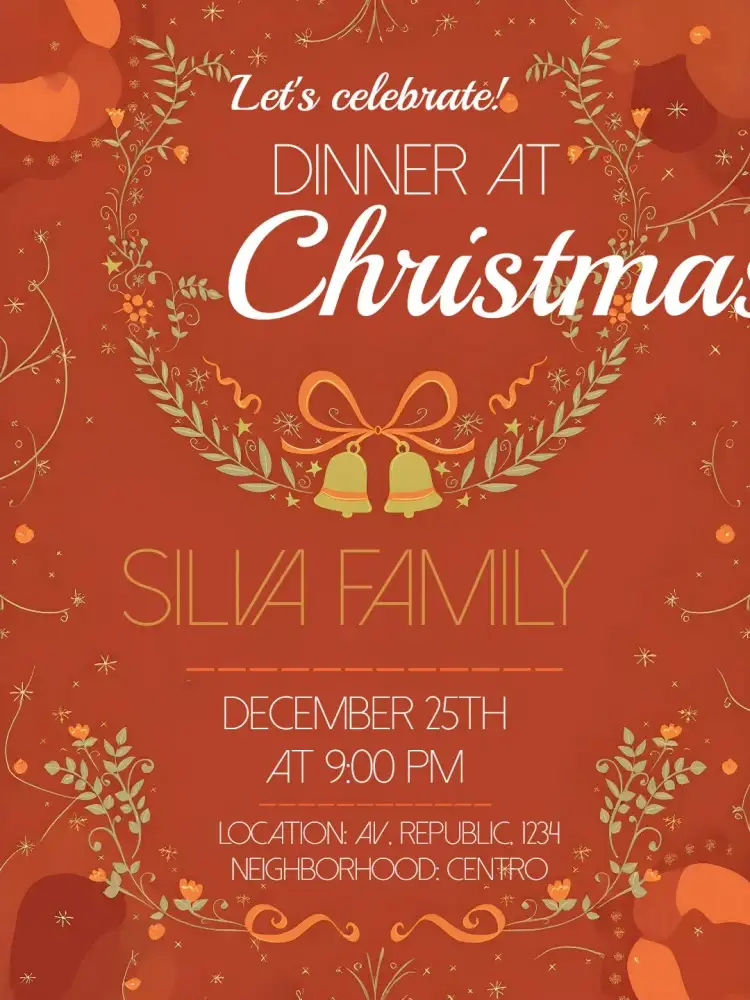 Invitation Christmas Dinner Party – Commemorative Dates theme red, white, green, festive, classic, cheerful