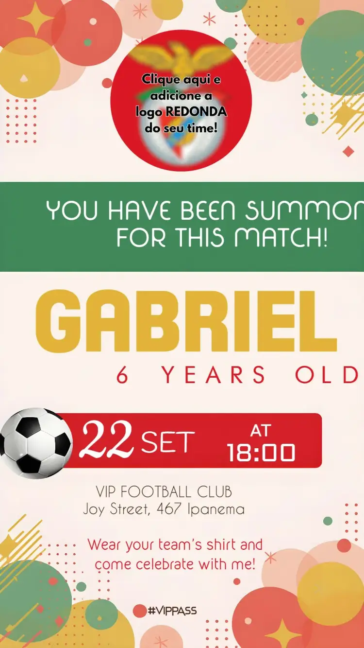 Benfica Soccer invitation