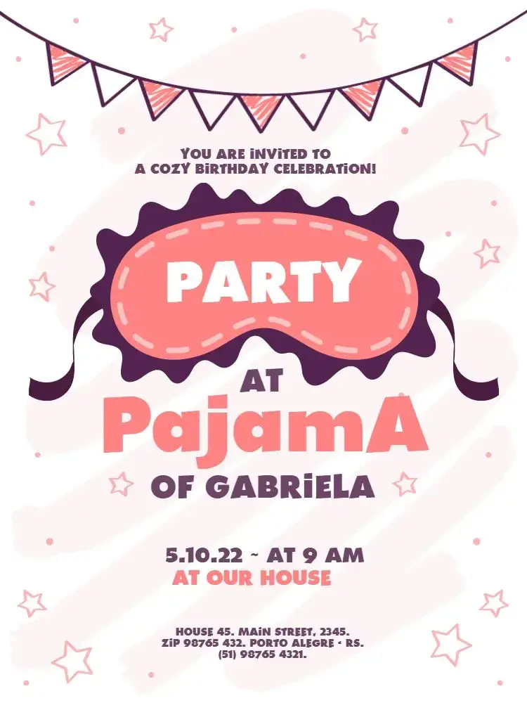 Star Pajama Party invitation