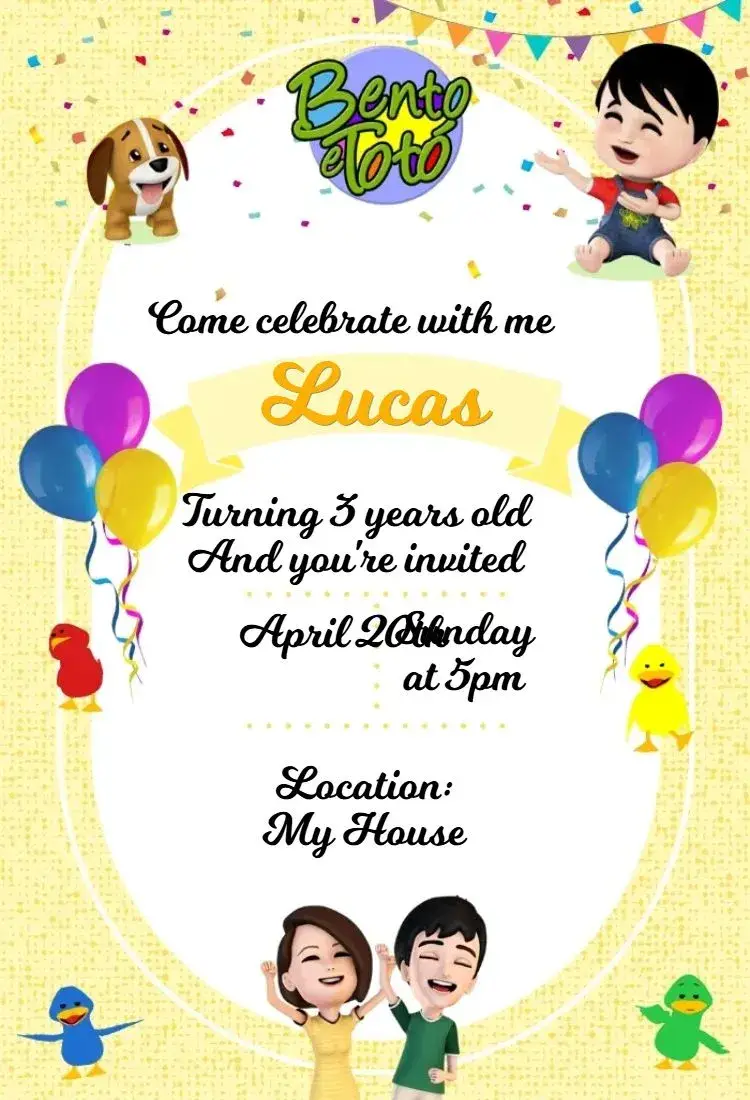 Bento and Yellow Toto invitation