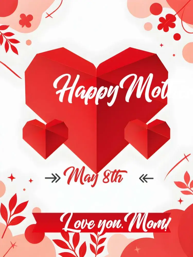 Invitation Mother's Day Heart Post – Commemorative Dates theme pink, delicate, loving, modern, floral