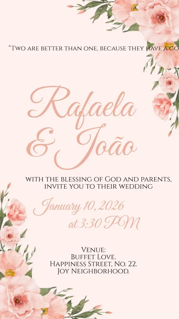 Peach Rose Floral Wedding invitation