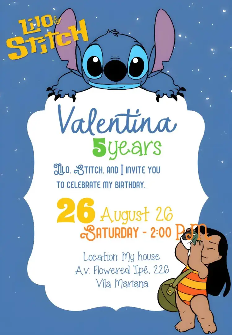Lilo And Stitch Ohana invitation