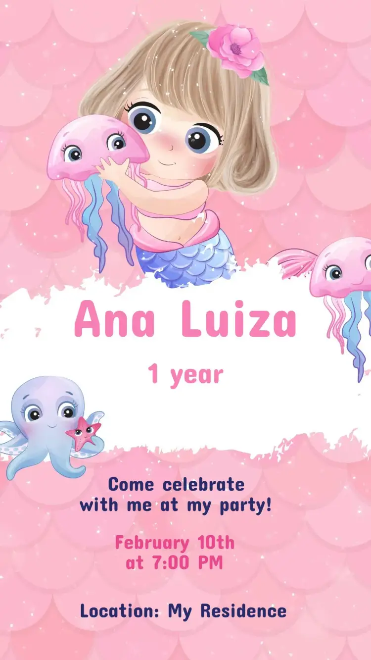 Mermaid Under the Sea Birthday Invitation