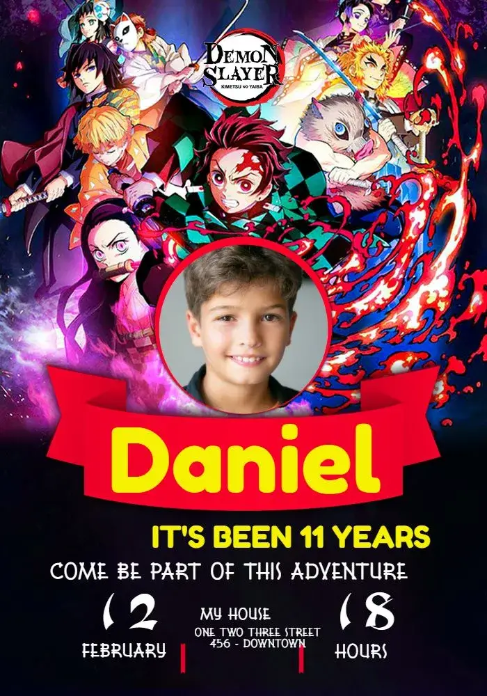 Demon Slayer With Anime Photo invitation