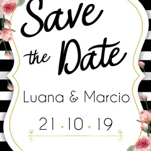Invitation Modern Striped Floral Save The Date – Birthday theme modern, elegant, floral, striped, black and white, delicate