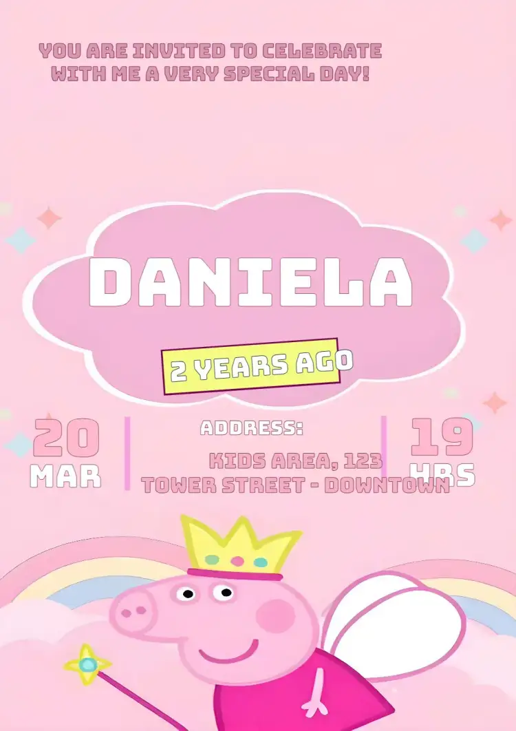 Invitation Peppa Pig Kids Invitation – Kids' Birthday Party theme colorful, fun, childish, themed, playful