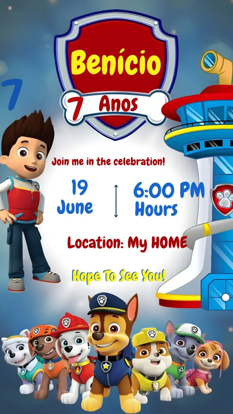 Paw Patrol Boy invitation