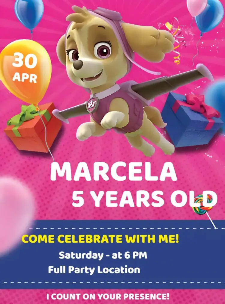 Skye Paw Patrol invitation