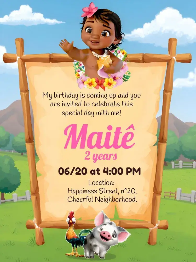 Moana Baby Beach invitation
