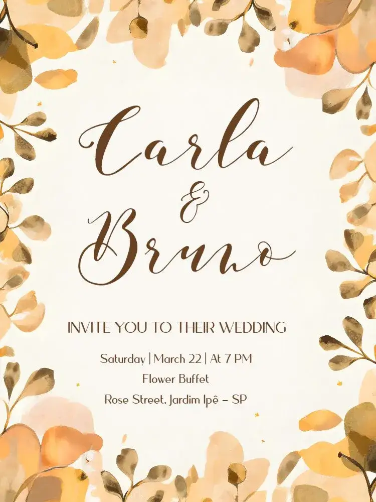 Invitation White Floral Wedding – Wedding theme floral, romantic, watercolor, minimalist, white and yellow, elegant