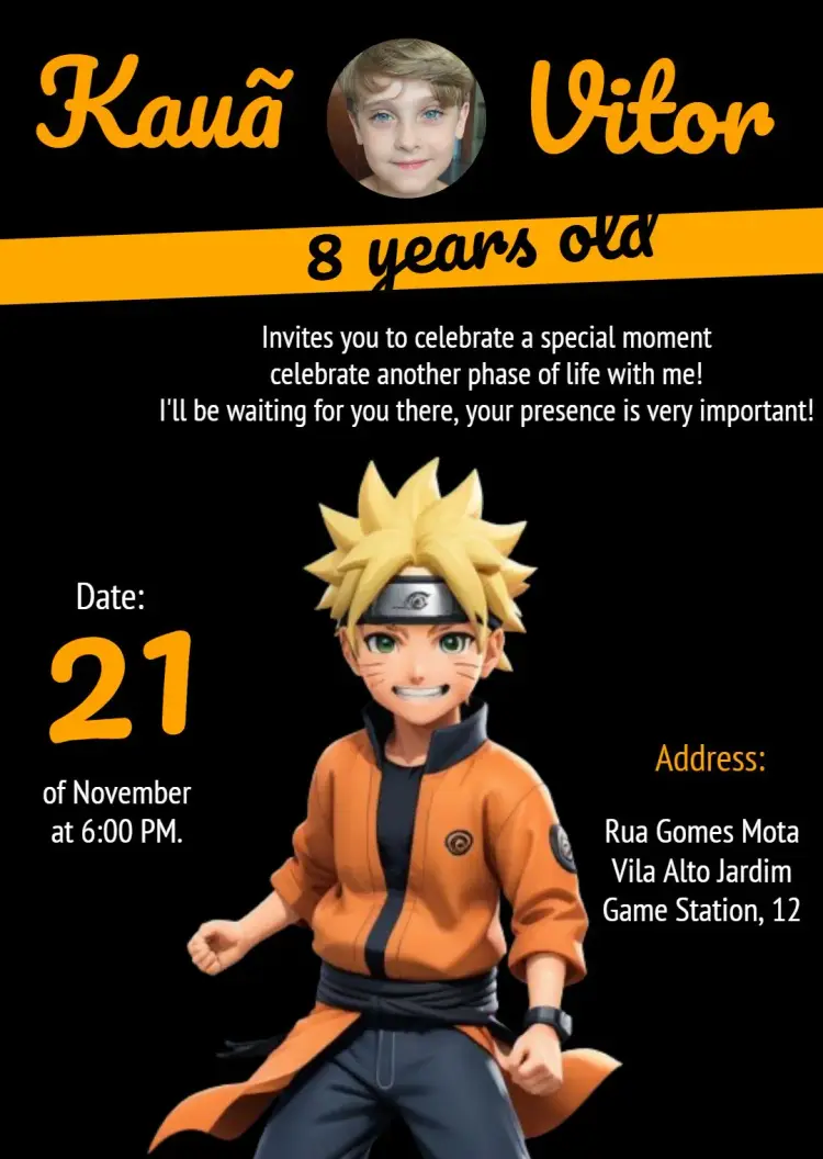 Naruto Shippuden With Boruto Photo invitation