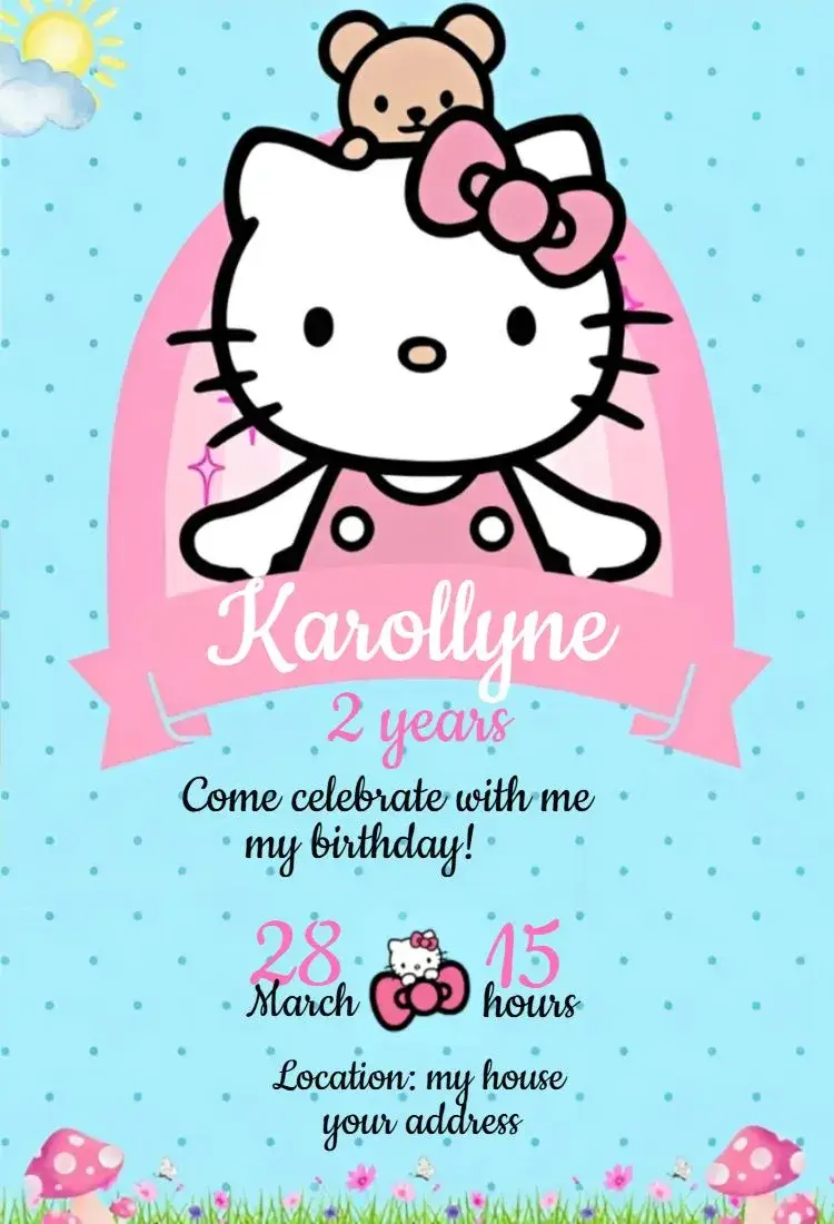 Invite Hello Kitty 11 editable and customizable