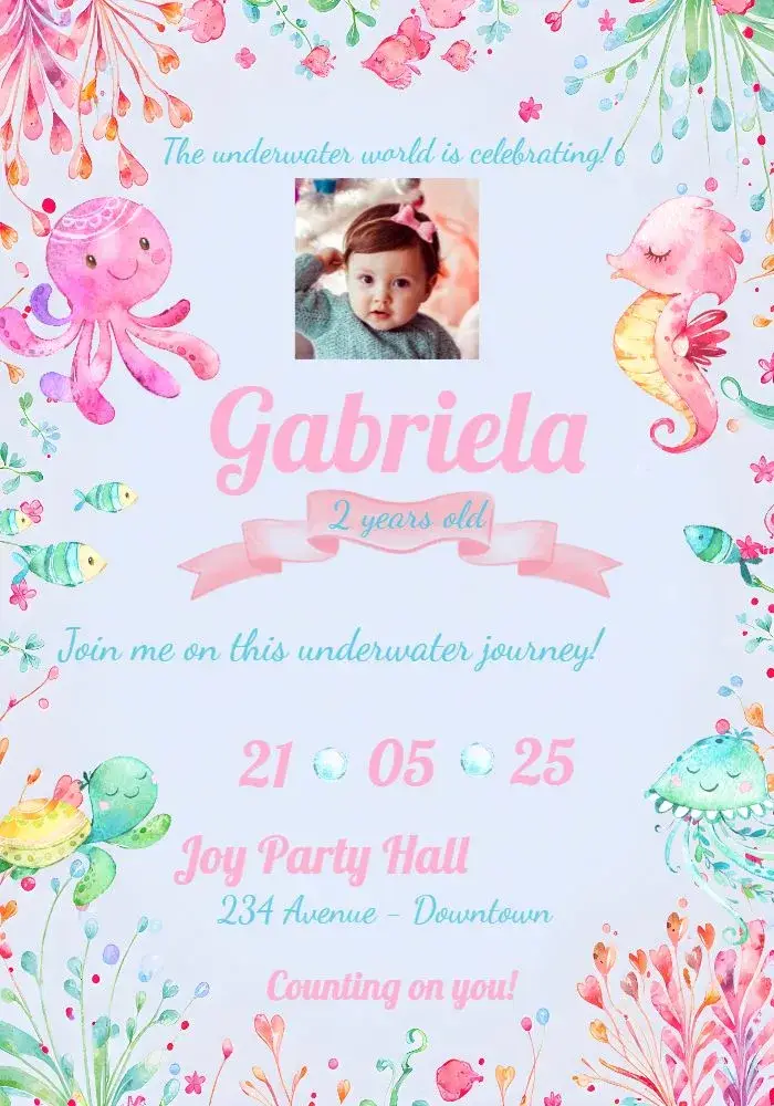 Under the Sea Watercolor Photo Party invitation
