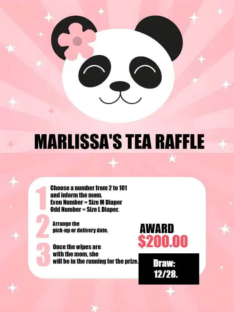 Invitation Pink Panda Animals Raffle Tea – Raffle Tea theme pink, black and white, animals, stripes, playful, fun