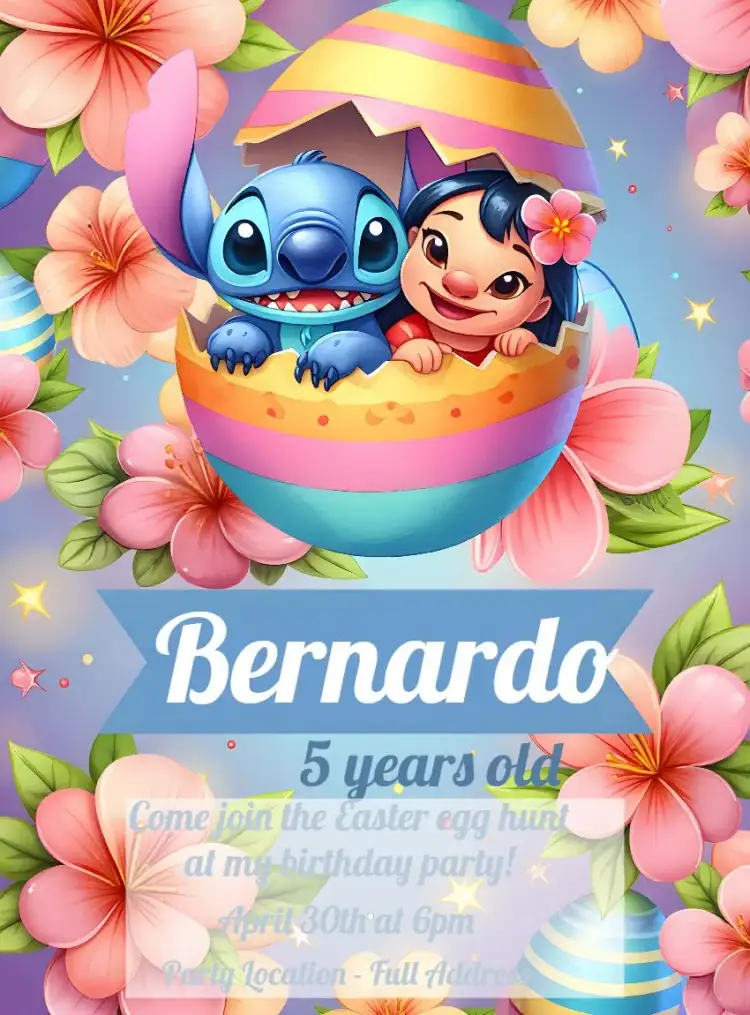Invitation Easter Lilo And Stitch Children – Commemorative Dates theme colorful, fun, themed, childlike, Disney