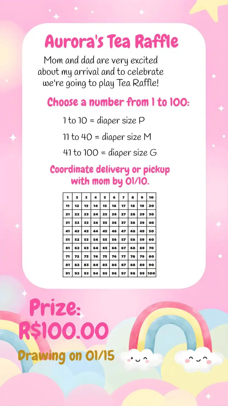 Baby Shower Raffle / Rainbow Diaper Raffle invitation