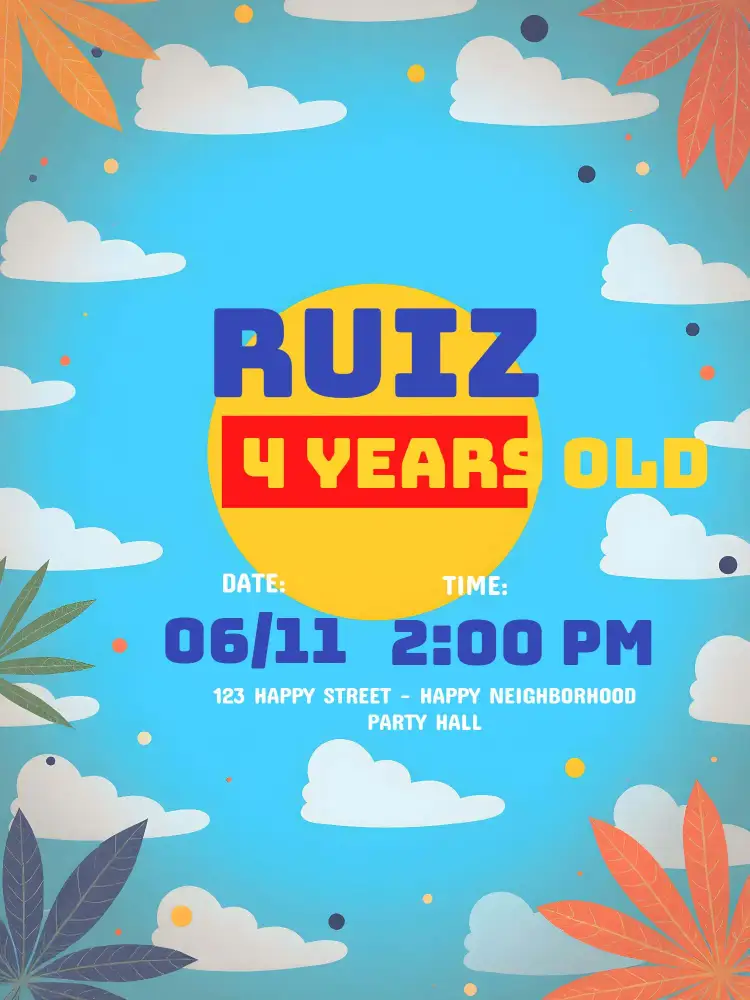 Invitation Red Toy Story – Kids' Birthday Party theme colorful, fun-filled, themed, child-friendly, vibrant