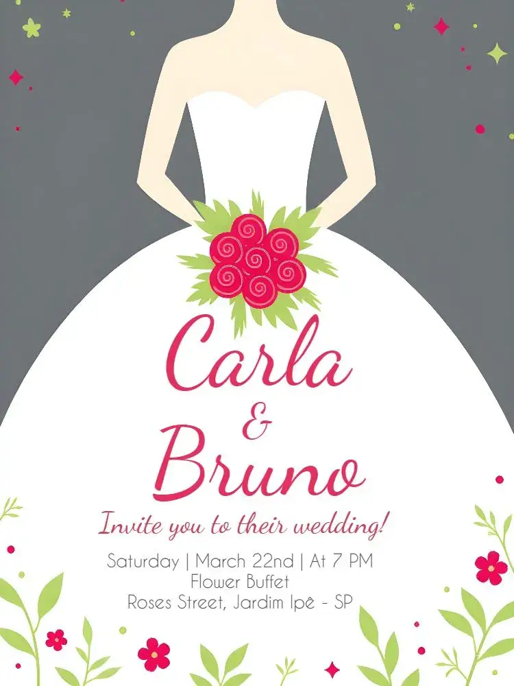 Elegant Wedding - Bride Bouquet invitation