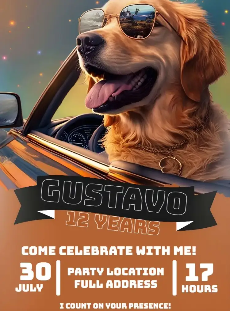 Invitation Golden Afternoon Dog – Most searched for theme colorful, fun, animals, sunny afternoon, dog illustrations, modern