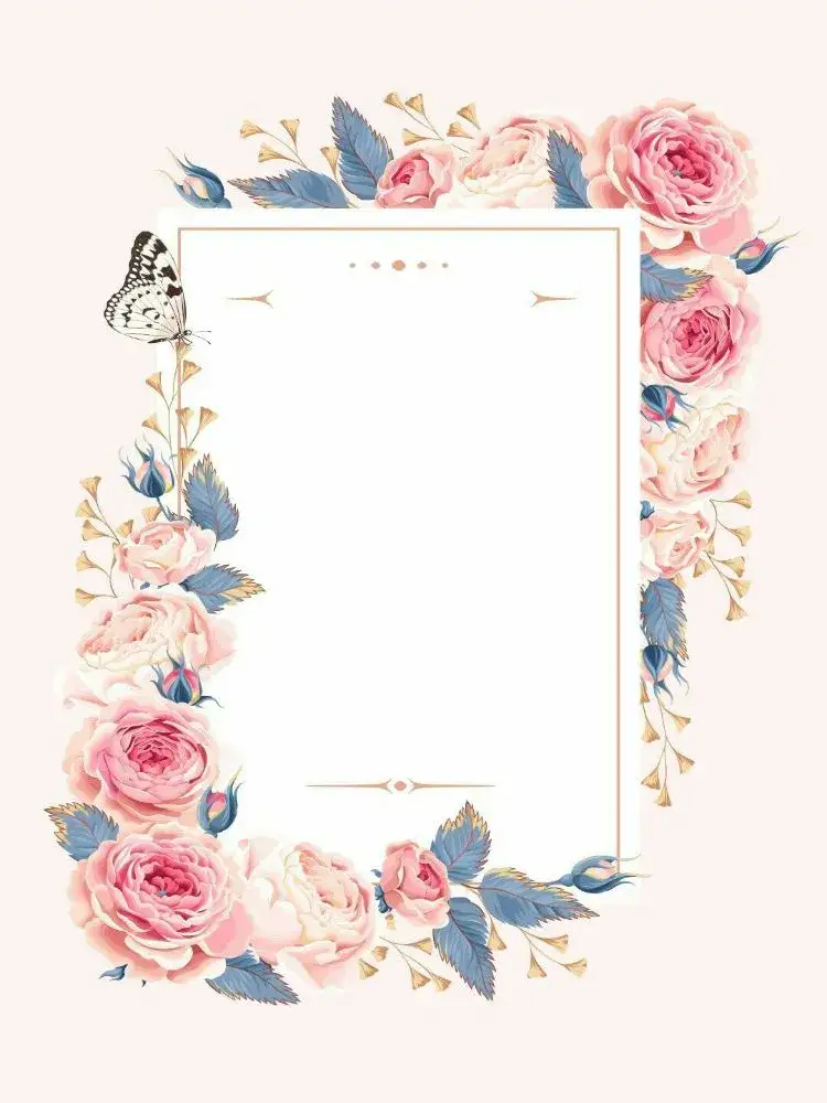 Invitation Pink Butterfly Frame – Birthday theme floral, romantic, delicate, colorful, childlike