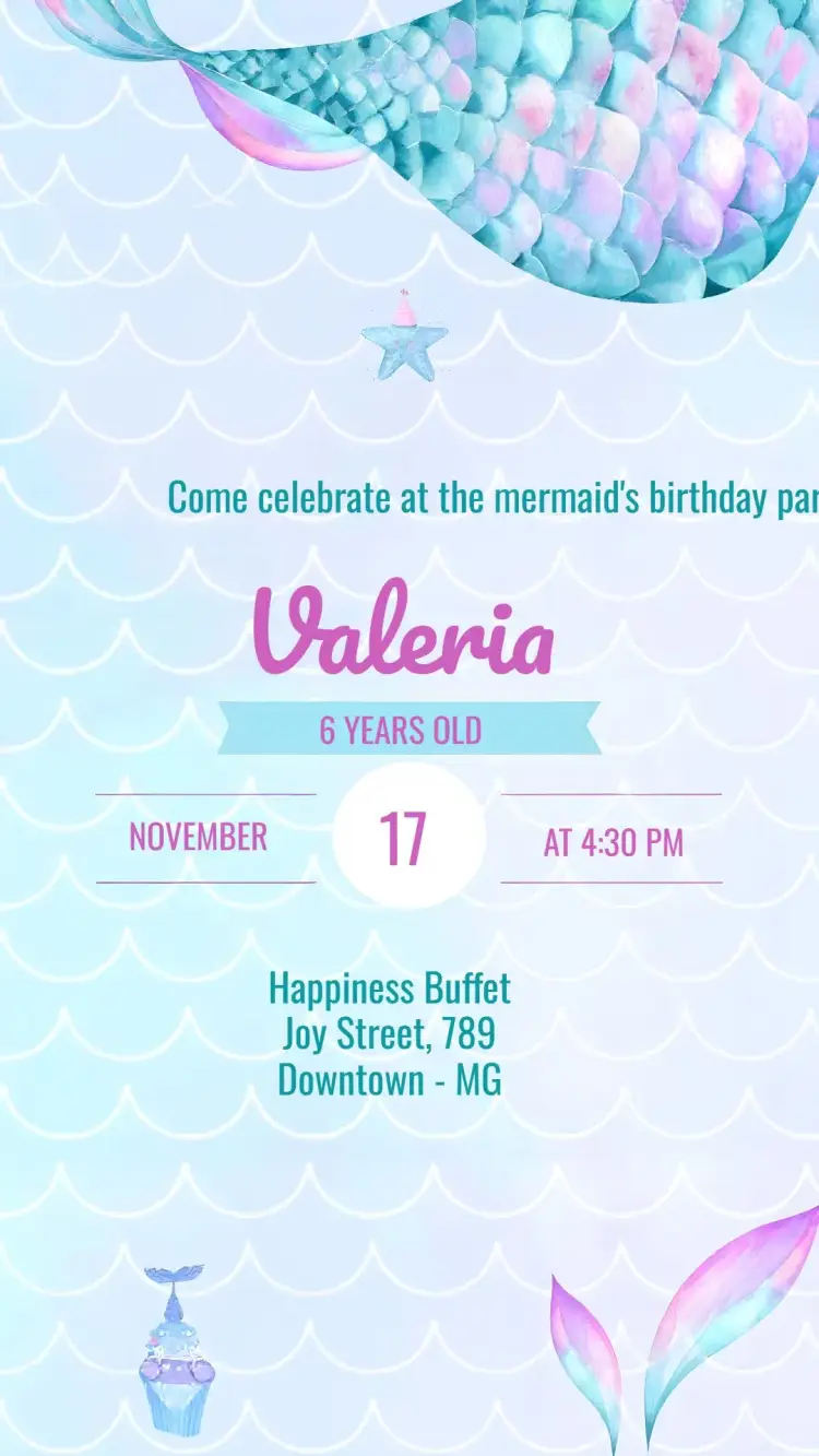 Mermaid Purple Sea Background invitation