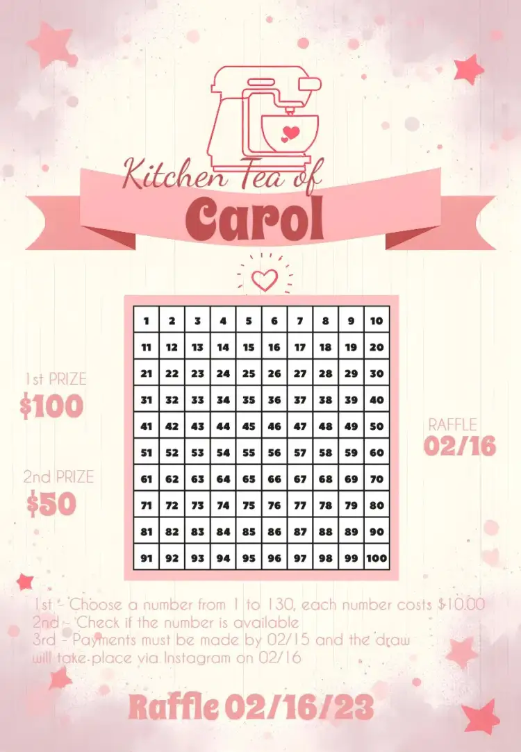 Invitation Kitchen Raffle Tea Party – Raffle Tea theme pink, minimalist, fun, modern, kitchen, party