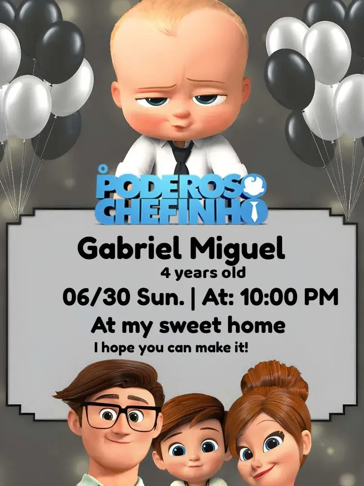The Mighty Black Boss Baby invitation