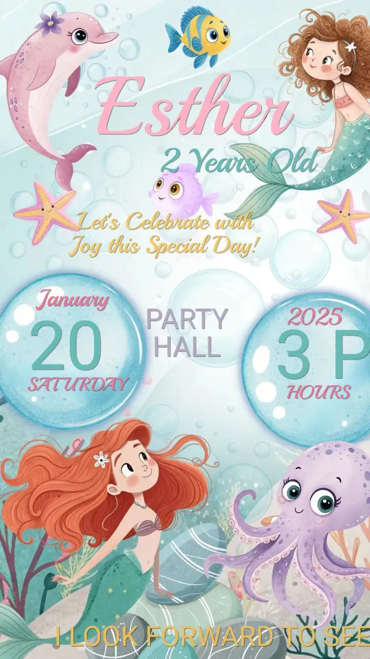 Invitation Under the Sea Kids Birthday Invitation – Kids' Birthday Party theme under the sea, colorful, fun, marine, playful
