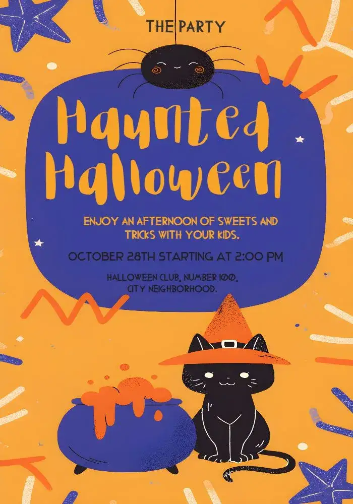 Invitation Halloween Trick – Commemorative Dates theme vibrant colors, modern design, Halloween graphic elements, festive style, magical atmosphere